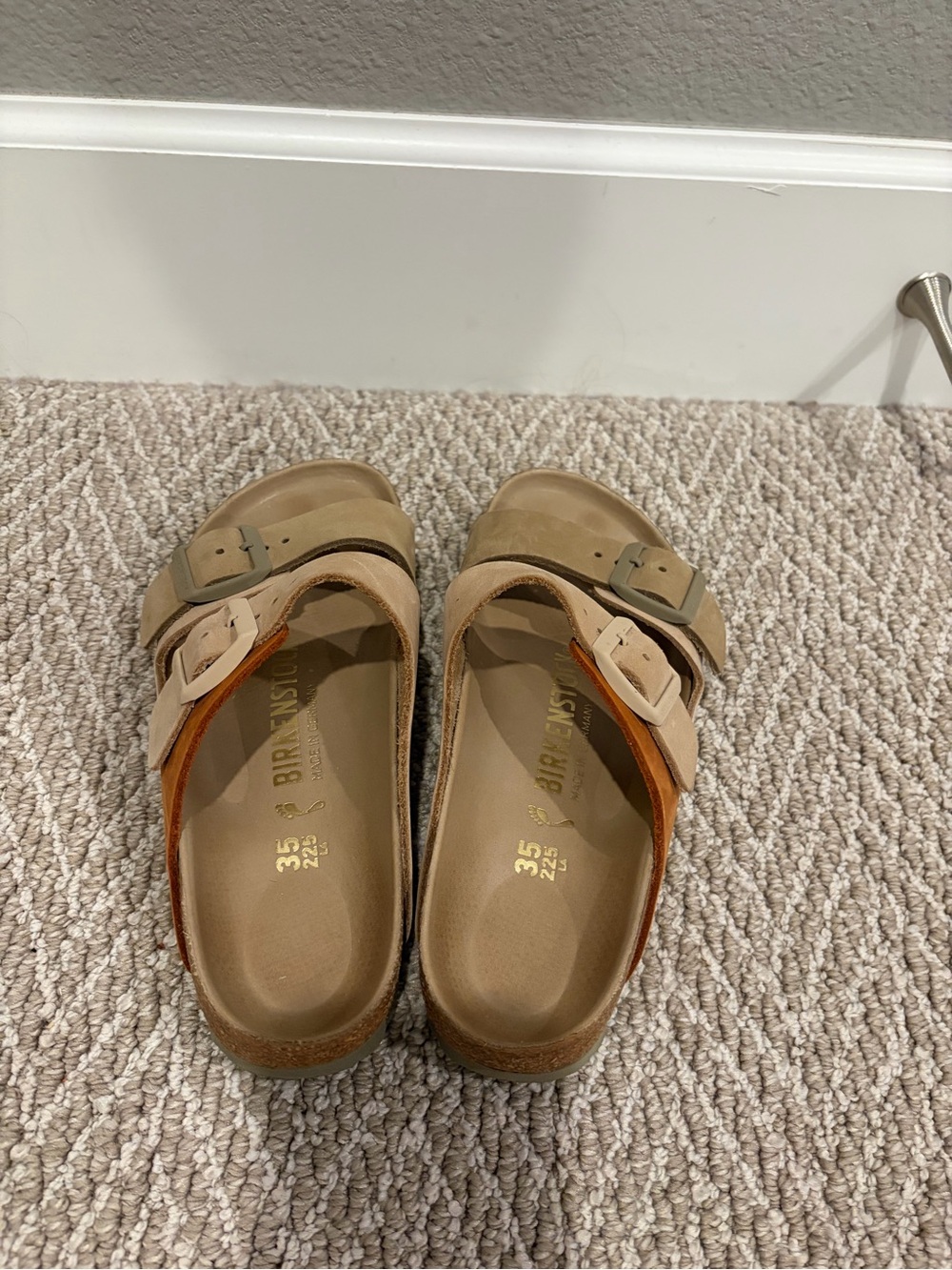 Birkenstock Women’s Two-Band Sandals in Beige and Tan - Picture 3 of 3